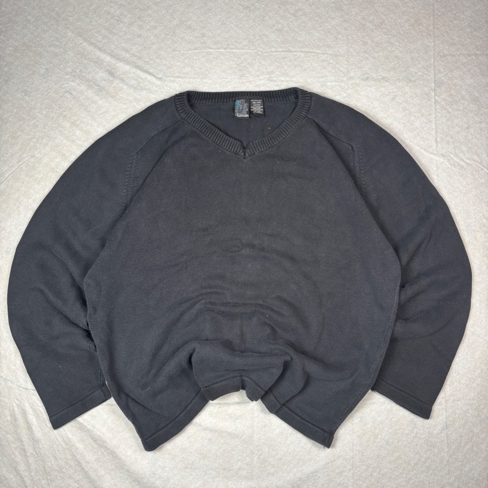 Vintage Black Burnside V-Neck Sweater – Size 2XL
